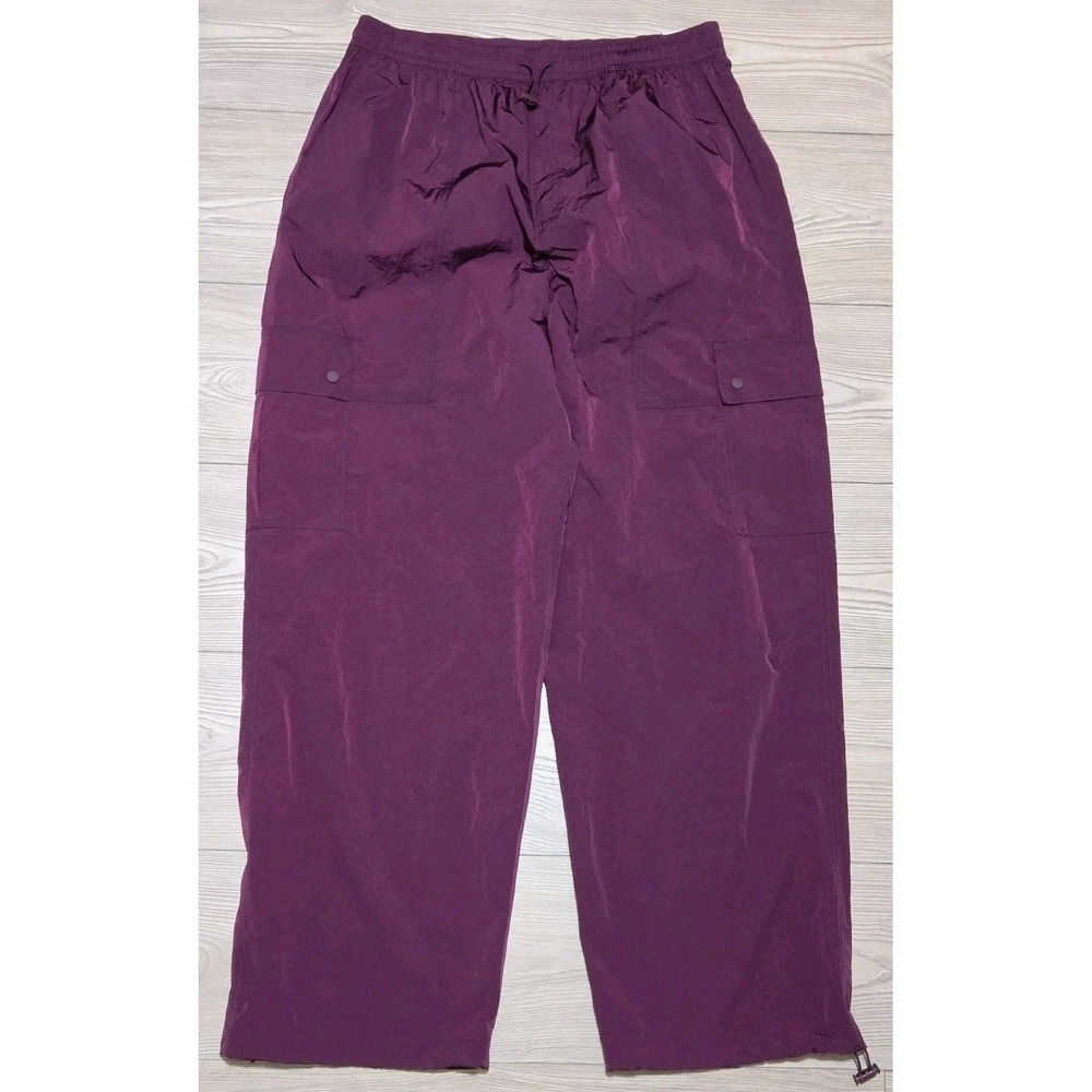 NEW Pink Victoria's Secret Satin Parachute Cargo Pants Women's L Fuschia Leg NWT
